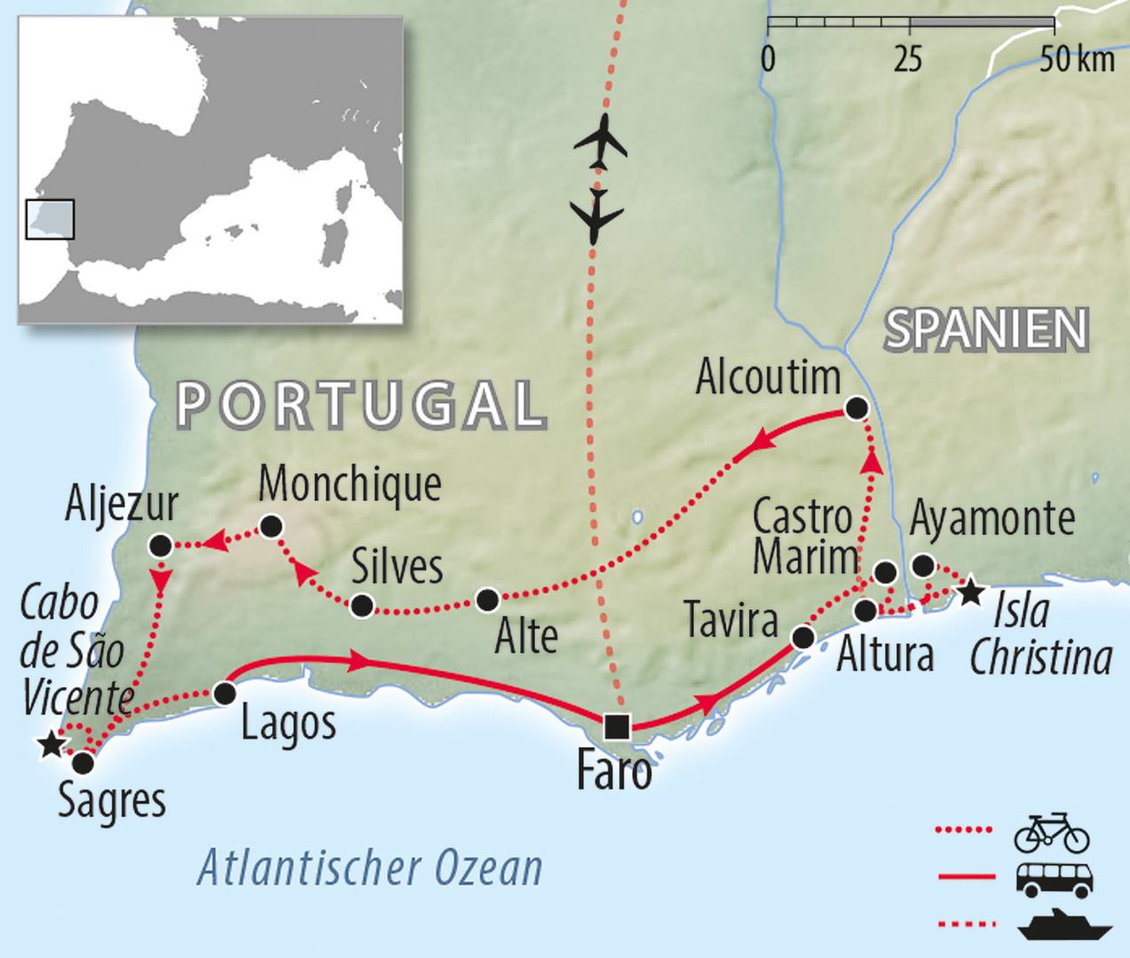 Fahrradkarte Radreise Algarve