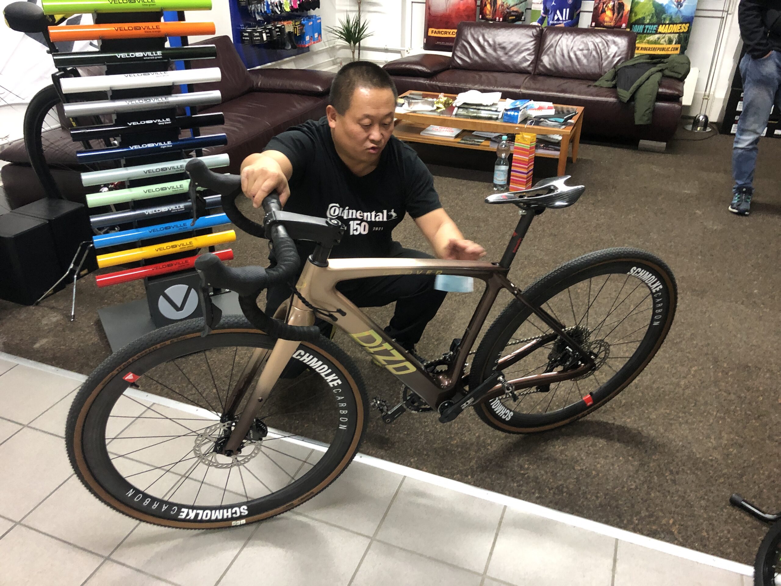 Thai Do - Fahrradmuseum Hüttlingen - 1948er Bianchi mit 1. Campagnolo-Schaltung - Cravelbike Spezialaufbau